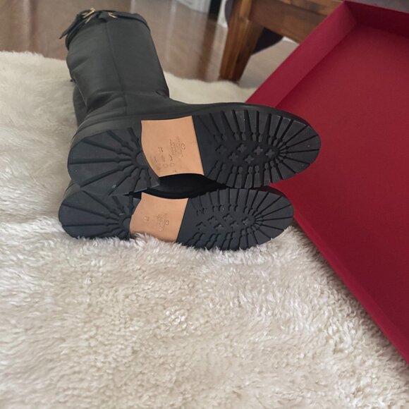 VALENTINO GARAVANI OVER THE KNEE LEATHER BOOTS, BLACK, SIZE 38 - Picture 4 of 7